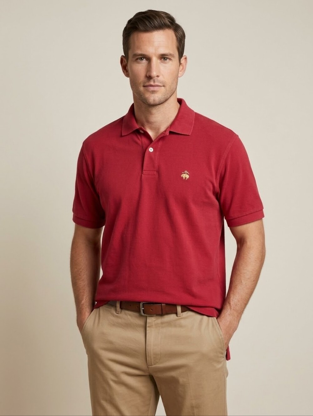 Vintage Brooks Brothers 346 Red Polo Shirt Mens Large 90s Pique Cotton HK